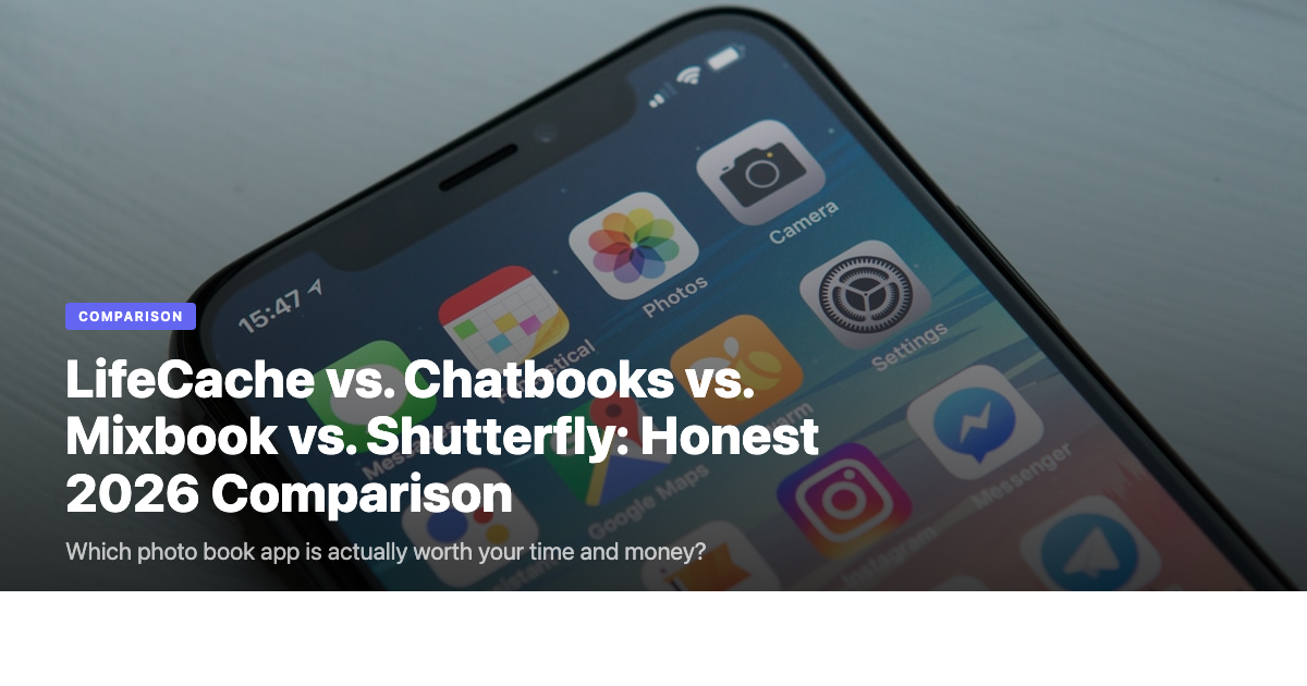 LifeCache vs. Chatbooks vs. Mixbook vs. Shutterfly: Honest 2026 Comparison