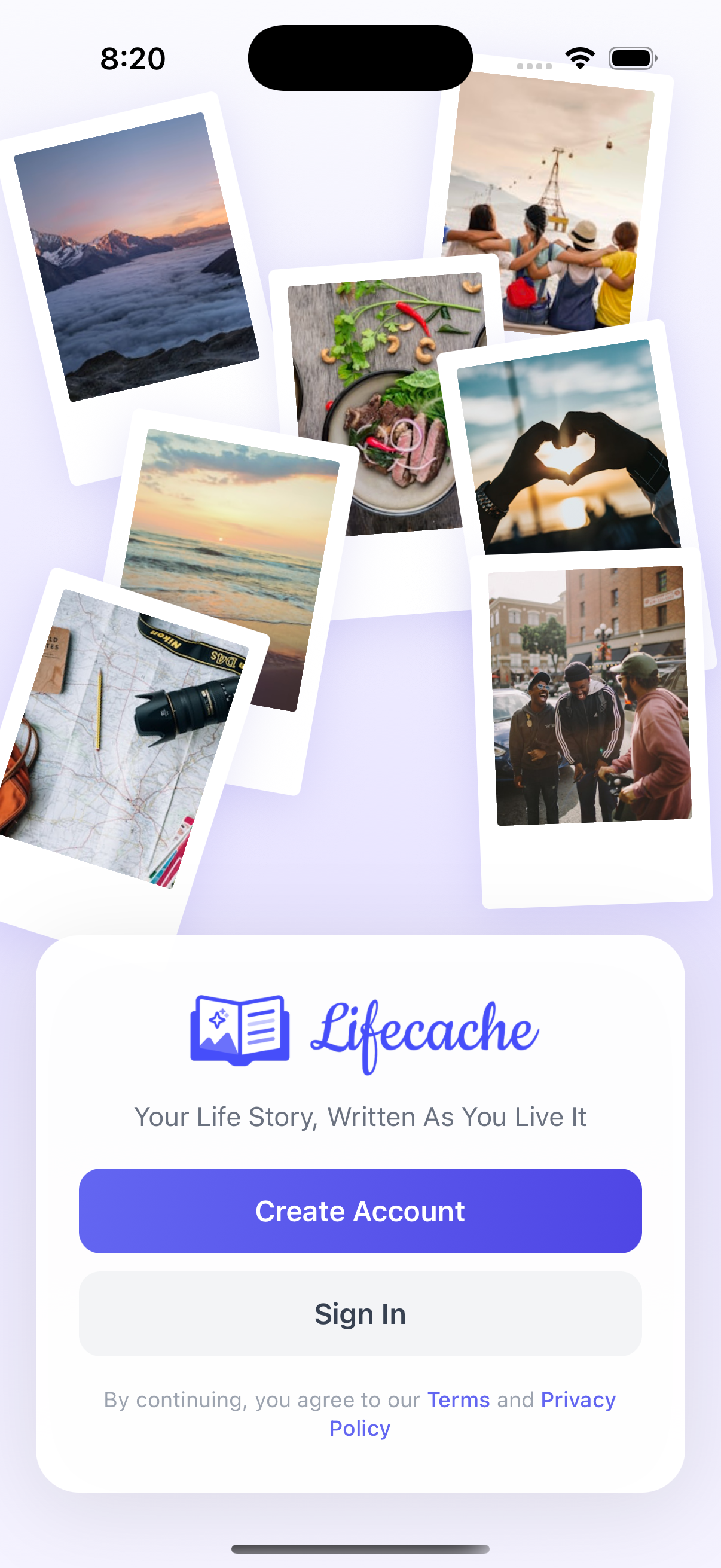 LifeCache iOS app — your life story, written as you live it